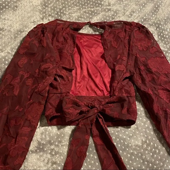 Maroon tie back top - Picture 5 of 6